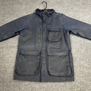 Freemans Sporting Club Waxed Jacket Mens M Navy Blue Made in USA Canvas Field